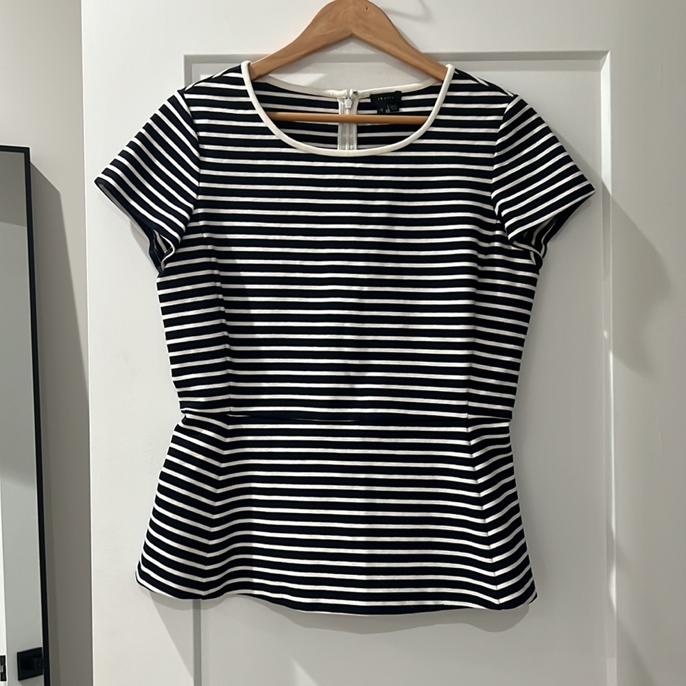 Theory Striped Peplum Top - Picture 2 of 7